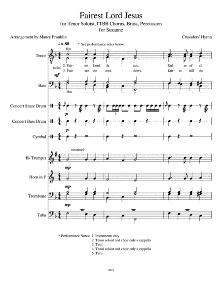Fairest Lord Jesus (arr. Maury Franklin)
