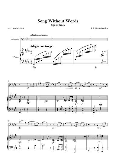 Song Without Words Op.30 No.3 (arr. André Nusa)