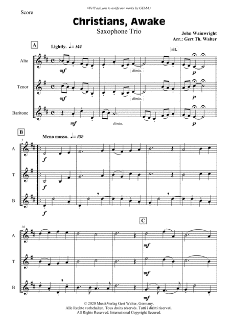 Christians, Awake, Salute The Happy Morn (arr. Gert Th. Walter)