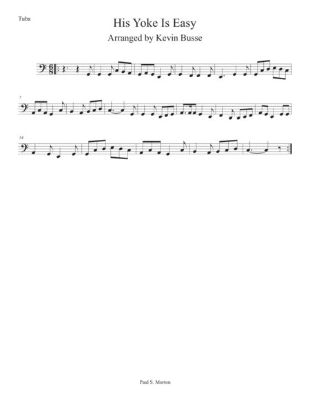 His Yoke Is Easy (Easy key of C) - Tuba (arr. Kevin Busse)