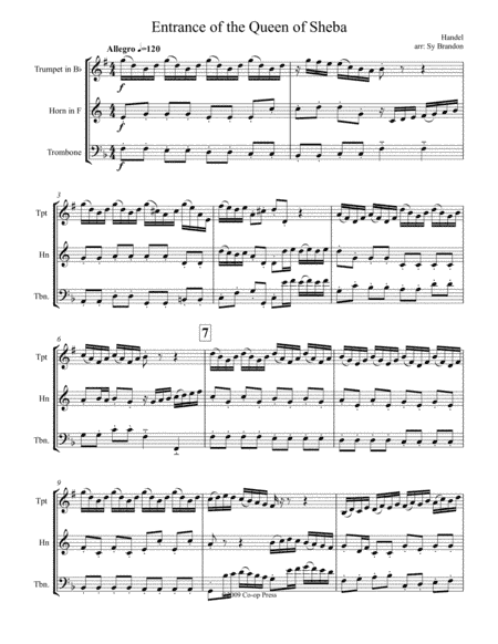 Entrance of the Queen of Sheba for Brass Trio (arr. Sy Brandon)