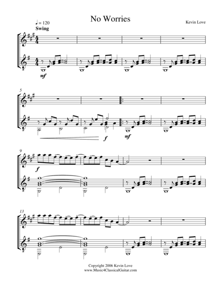 No Worries (Clarinet and Guitar) - Score and Parts