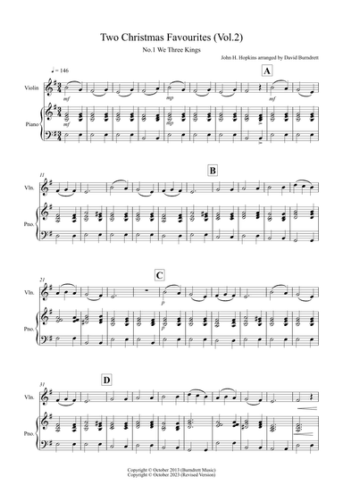2 Christmas Favourites for Violin and Piano (volume two) (arr. David Burndrett)