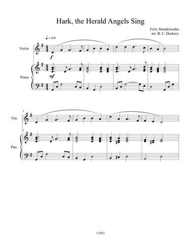 Hark, the Herald Angels Sing (Violin Solo with Piano Accompaniment) (arr. B. C. Dockery)