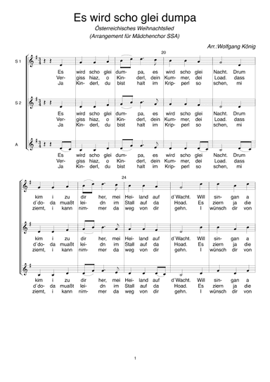 Es wird scho glei dumpa (arr. Wolfgang König)