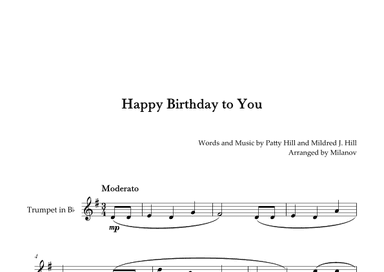 Happy Birthday to You | Trumpet in Bb |  F Major (arr. Milanov)