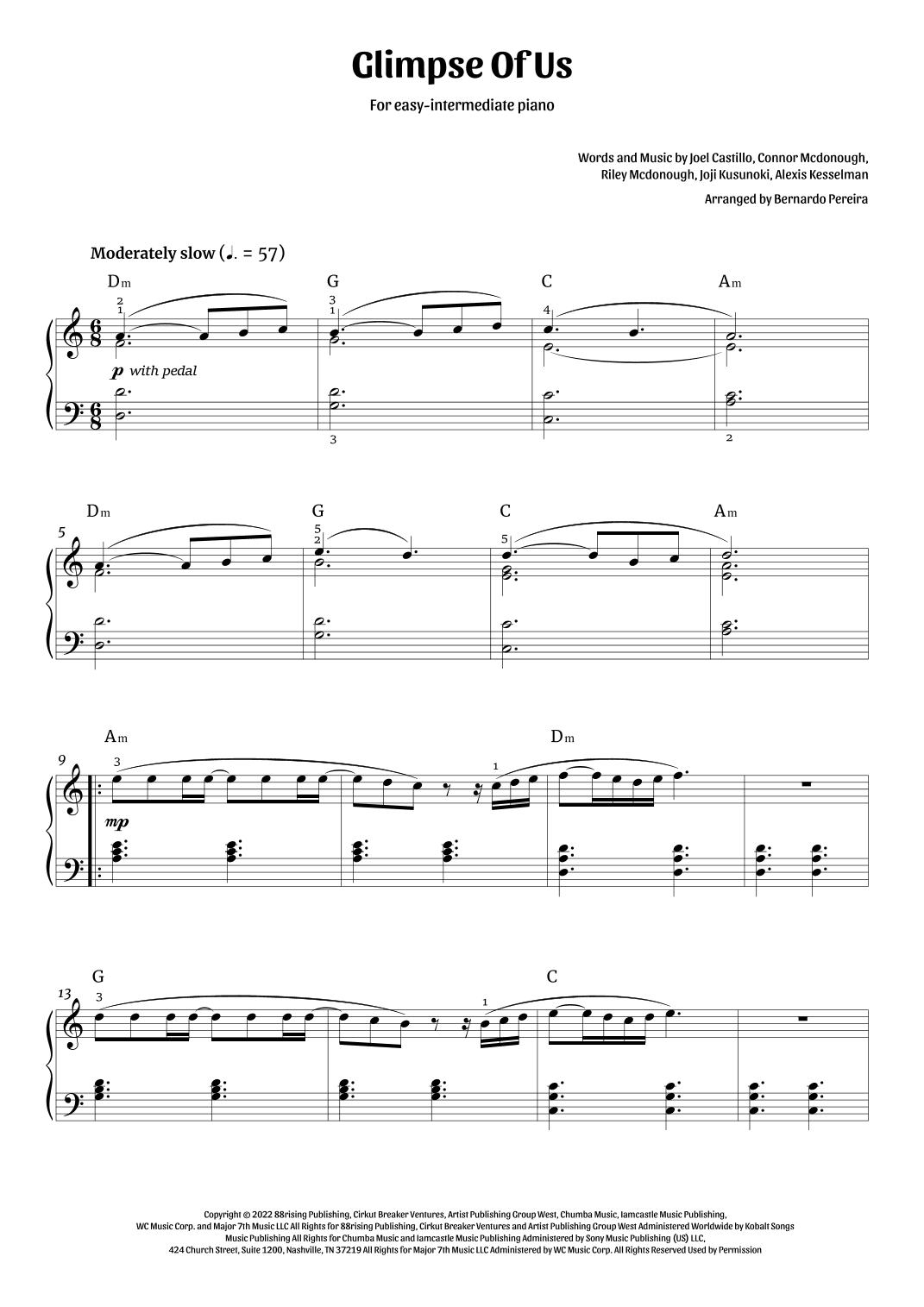 Glimpse Of Us (arr. Bernardo Pereira)