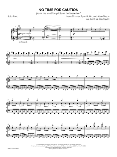 No Time For Caution from the Paramount Pictures film INTERSTELLAR (arr. Geritt W. Davenport)