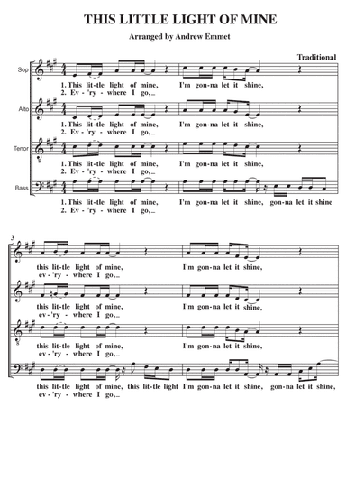This Little Light Of Mine A Cappella SATB (arr. Andrew Emmet)