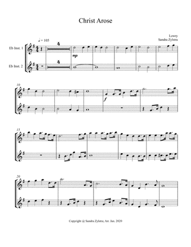 Christ The Lord Is Risen Today (treble Eb instrument duet, parts only) (arr. Sandra Zylstra)