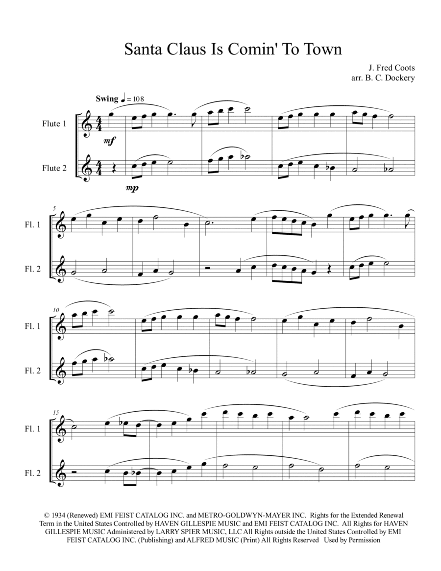 Santa Claus Is Comin' To Town (arr. B. C. Dockery)