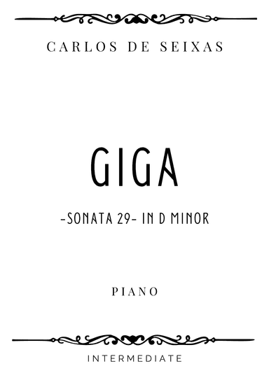Seixas - Giga from Sonata No. 29 in D minor - Intermediate (arr. Piacere Music Sheets)