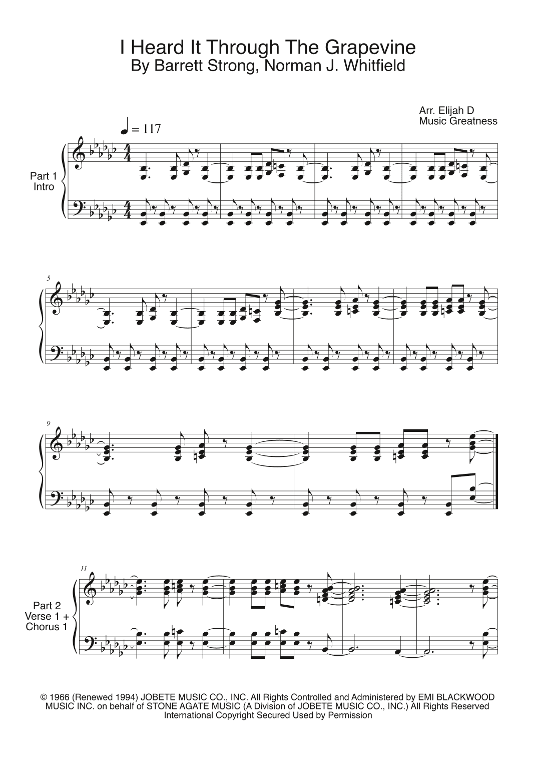 I Heard It Through The Grapevine (arr. Music Greatness)