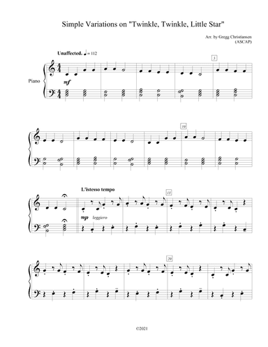 Variations on "Twinkle, Twinkle, Little Star" (arr. Gregg S. Christiansen)