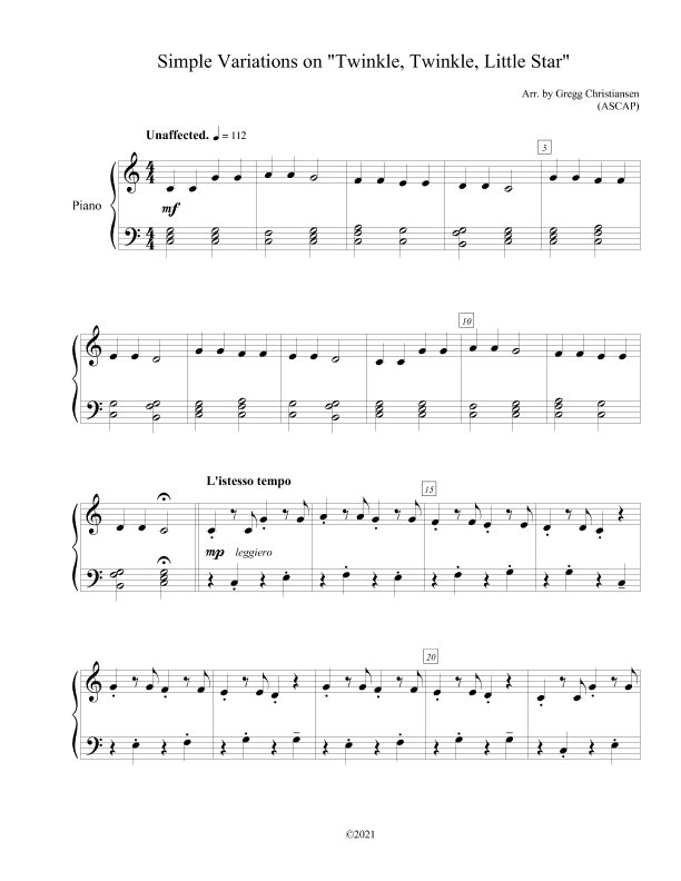 Variations on "Twinkle, Twinkle, Little Star" (arr. Gregg S. Christiansen)