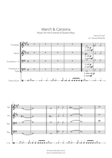 Purcell: March And Canzona From Music For The Funeral Of Queen Mary (Brass Ensemble) (arr. Roman Benedict)