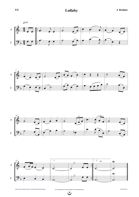 Lullaby (easy brass duet Nb. 9 - F/C) (arr. Josef STASTNY)