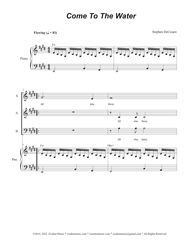 Come To The Water (Vocal Trio - (SAB)