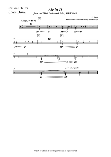 Johann Sebastian Bach/Wehage, Air in D from the Third orchestral suite, BWV 1068 arranged for concer (arr. Musik Fabrik Music Publishing)