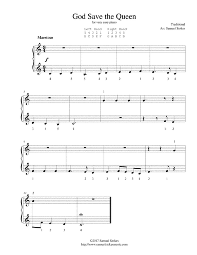 God Save the Queen - for very easy piano (arr. Samuel Stokes)