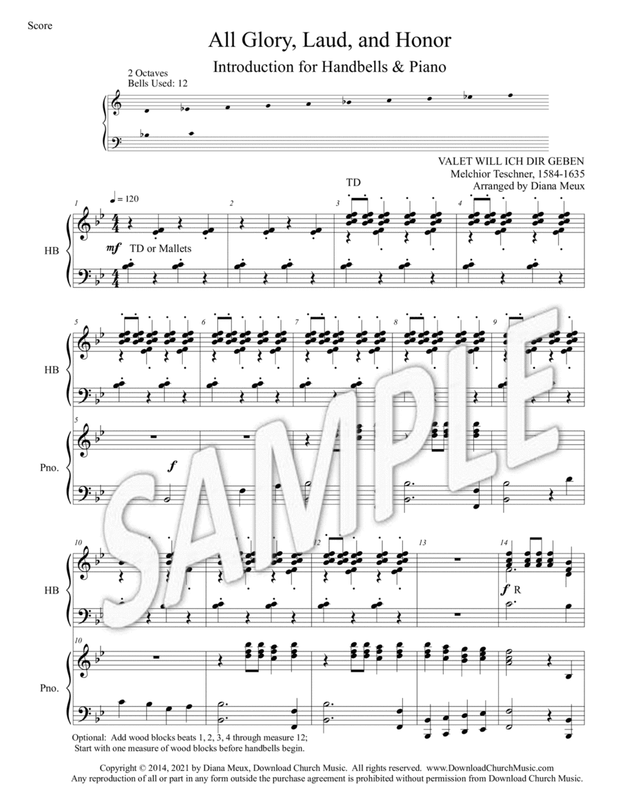 All Glory, Laud, and Honor - Intro and Coda (Piano and Handbells) (arr. Diana Meux)