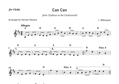 Can Can - J. Offenbach - Violin solo (with chords) (arr. Marival Moreira)