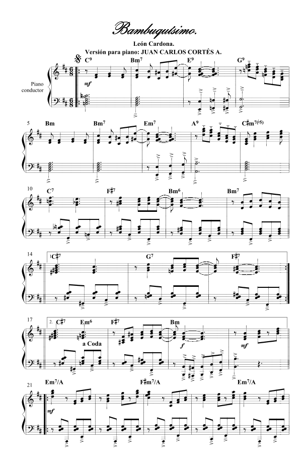 Bambuquísimo. Por el compositor antioqueño León Cardona (arr. Juan Carlos Cortés Aguirre)