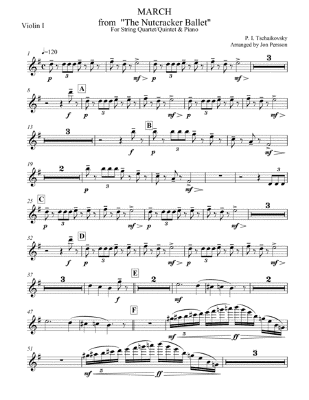 Nutcracker Ballet - March for Strings and Piano - Violin 1 Part (arr. Jon Persson)