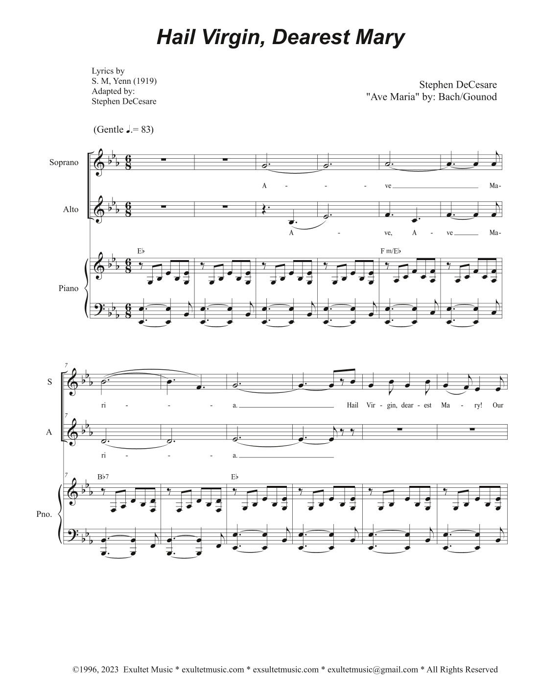 Hail Virgin, Dearest Mary (2-part choir - (SA)