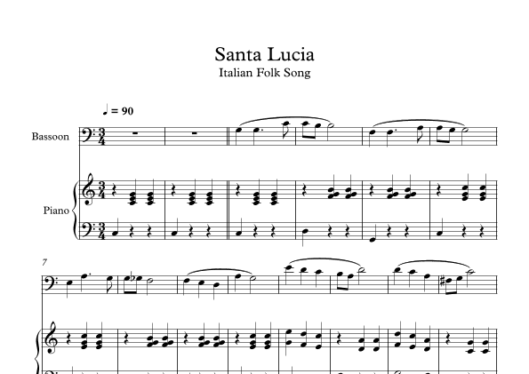 Santa Lucia - Italian Folk Song (Bassoon + Piano) (arr. Digital Book Music)
