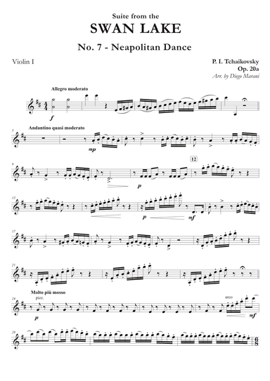 "Neapolitan Dance" from Swan Lake Suite for String Quartet (arr. Diego Marani)