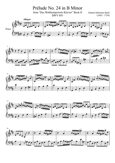 Prelude No. 24 BWV 893 (arr. Zachary Corbett)