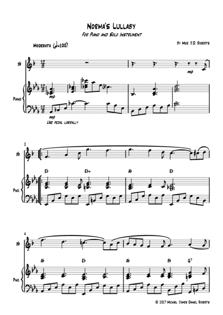 Norma's Lullaby (piano + solo instrument)
