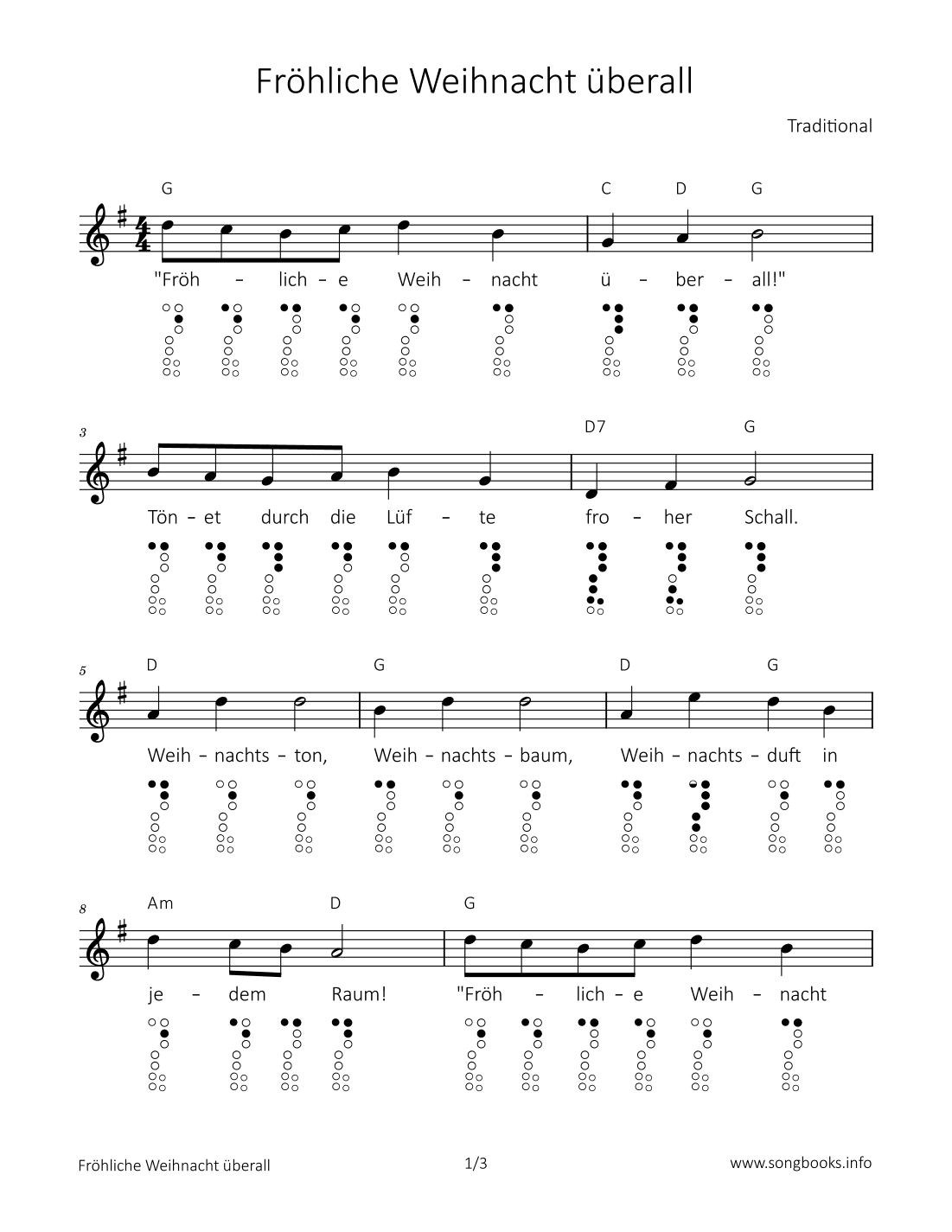 Fröhliche Weihnacht überall! (arr. songbooks.info)