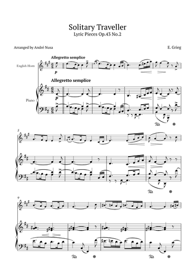 Lyric Pieces Op.43 No.2 (arr. André Nusa)
