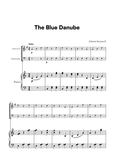 Johann Strauss II - The Blue Danube for French Horn, Cello and Piano (arr. Cadenza Editions)