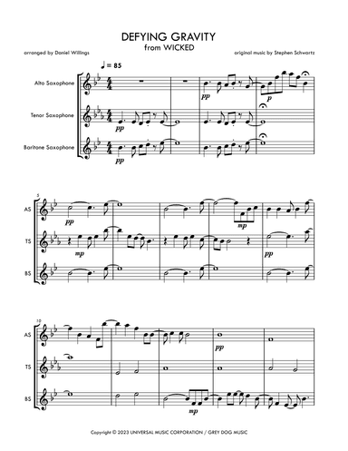 Defying Gravity (arr. Daniel Willings)