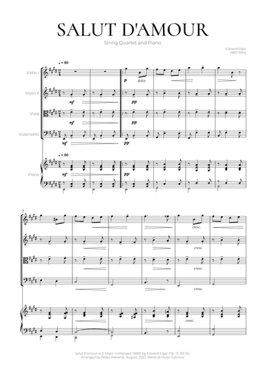 Salut D’amour (String Quartet and Piano) - Edward Elgar (arr. Pedro Merendi)