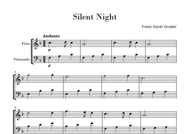 Silent Night (Easy Flute and Cello Duo) (arr. Gisele Sant'Ana)