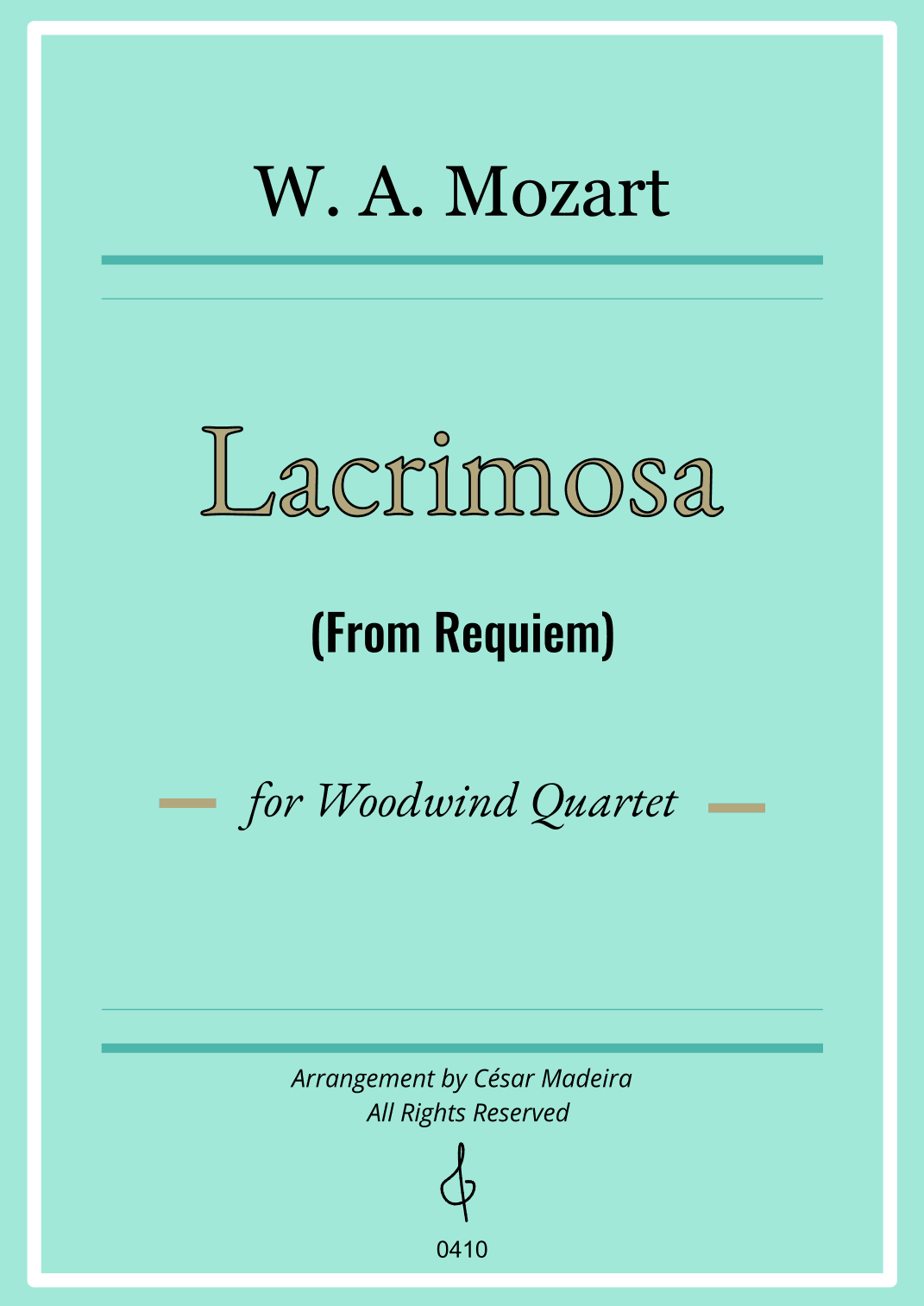 Lacrimosa from Requiem by Mozart - Woodwind Quartet (Individual Parts) (arr. César Madeira)