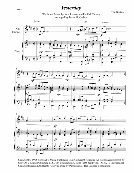 Yesterday (arr. James M. Guthrie)