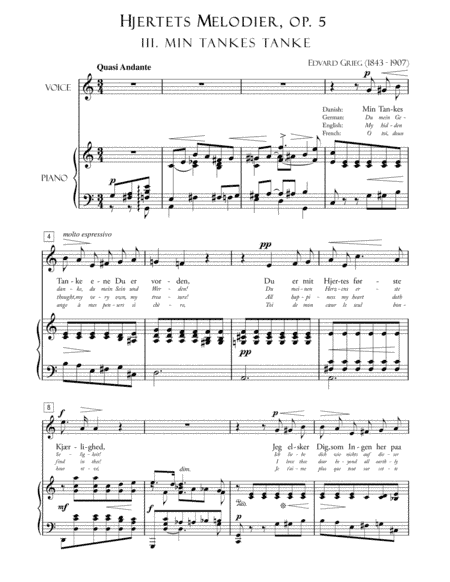 Min Tankes Tanke ( Ich Liebe Dich ; J'taime; I Love Thee ) (arr. Benjamin Ayotte)