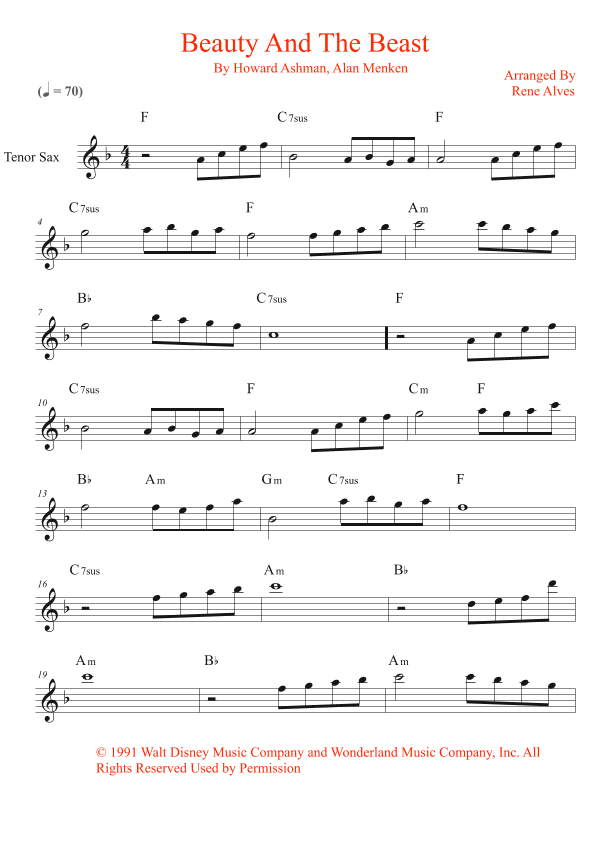 Beauty And The Beast (arr. Rene Alves)