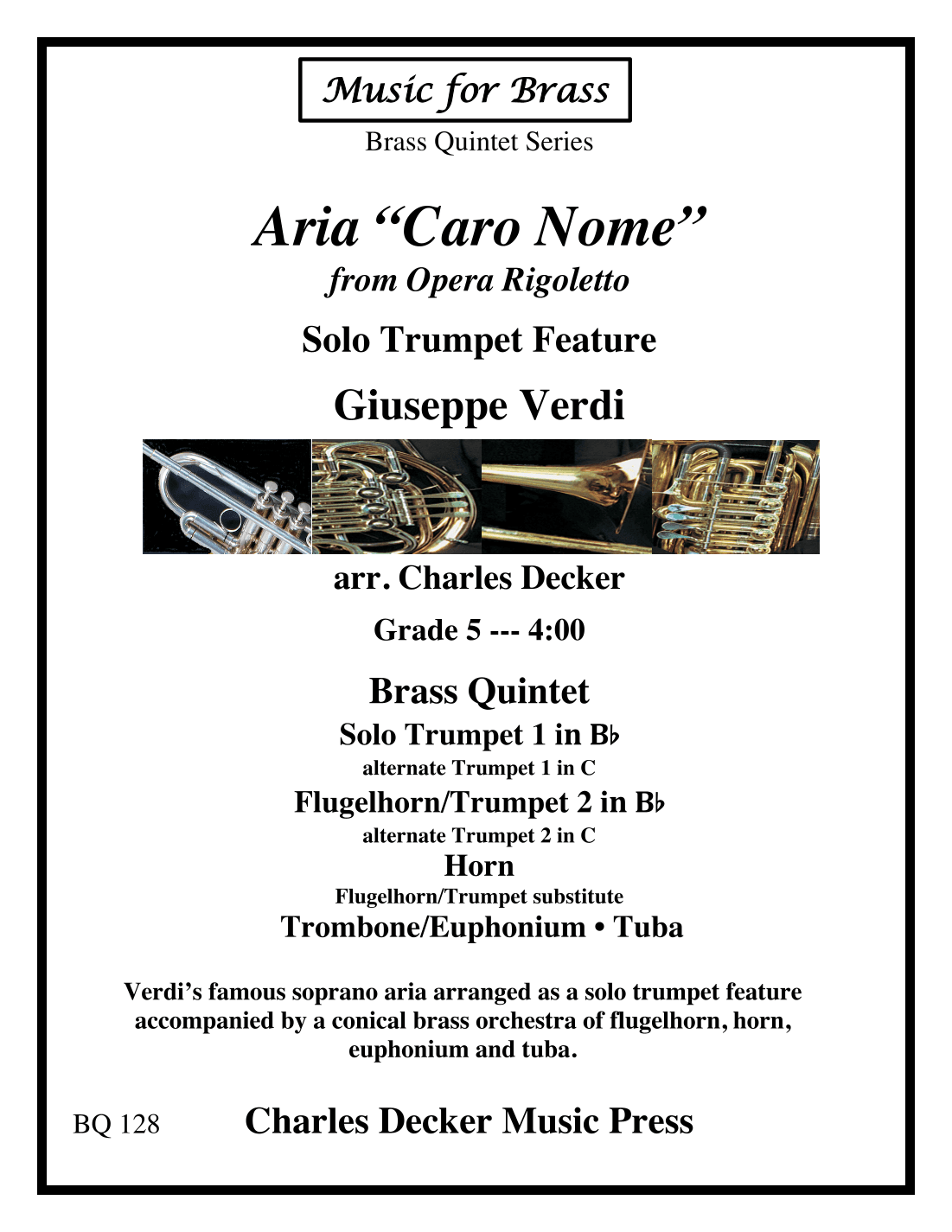 Aria "Caro Nome" from Rigoletto for Brass Quintet (arr. Charles Decker)
