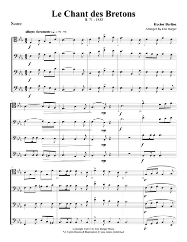 Le Chant des Bretons for Trombone or Low Brass Quartet (arr. Eric Burger Music)