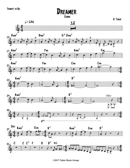 Dreamer *Combo* (Trumpet in Bb)