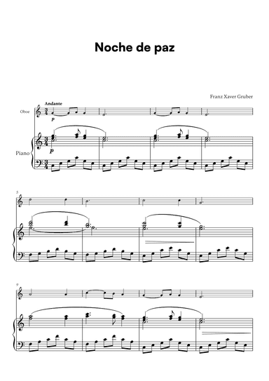 Franz Xaver Gruber - Noche de paz (for Oboe and Piano) (arr. Cadenza Editions)