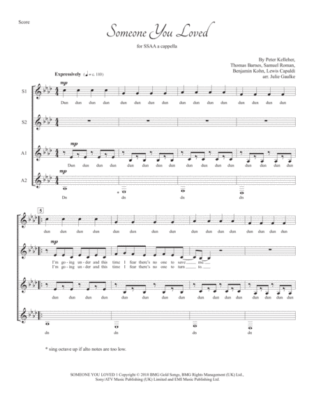 Someone You Loved (arr. Julie Gaulke)
