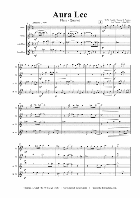 Aura Lee - Love me tender - Elvis - Flute Quartet (arr. Thomas H. Graf)