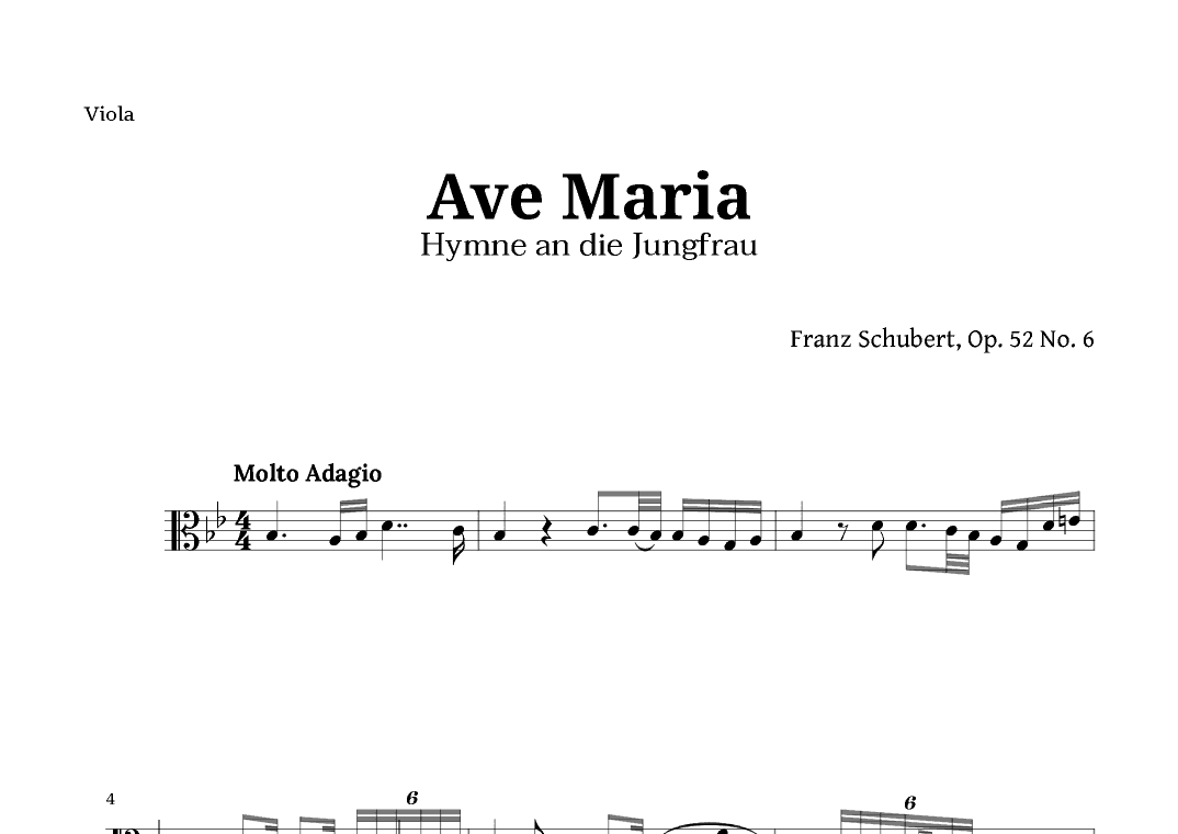 Ave Maria by Schubert for Viola (arr. Langanho)